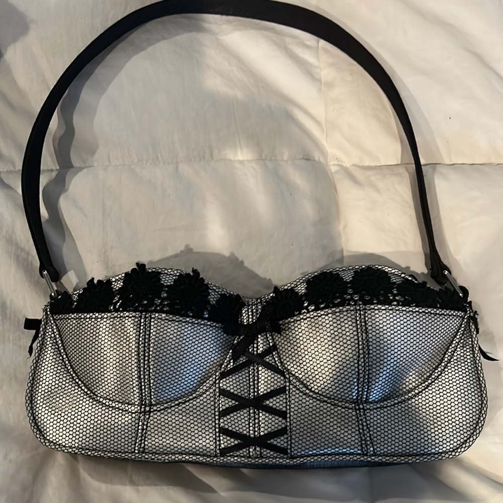 Corset purse black and silver